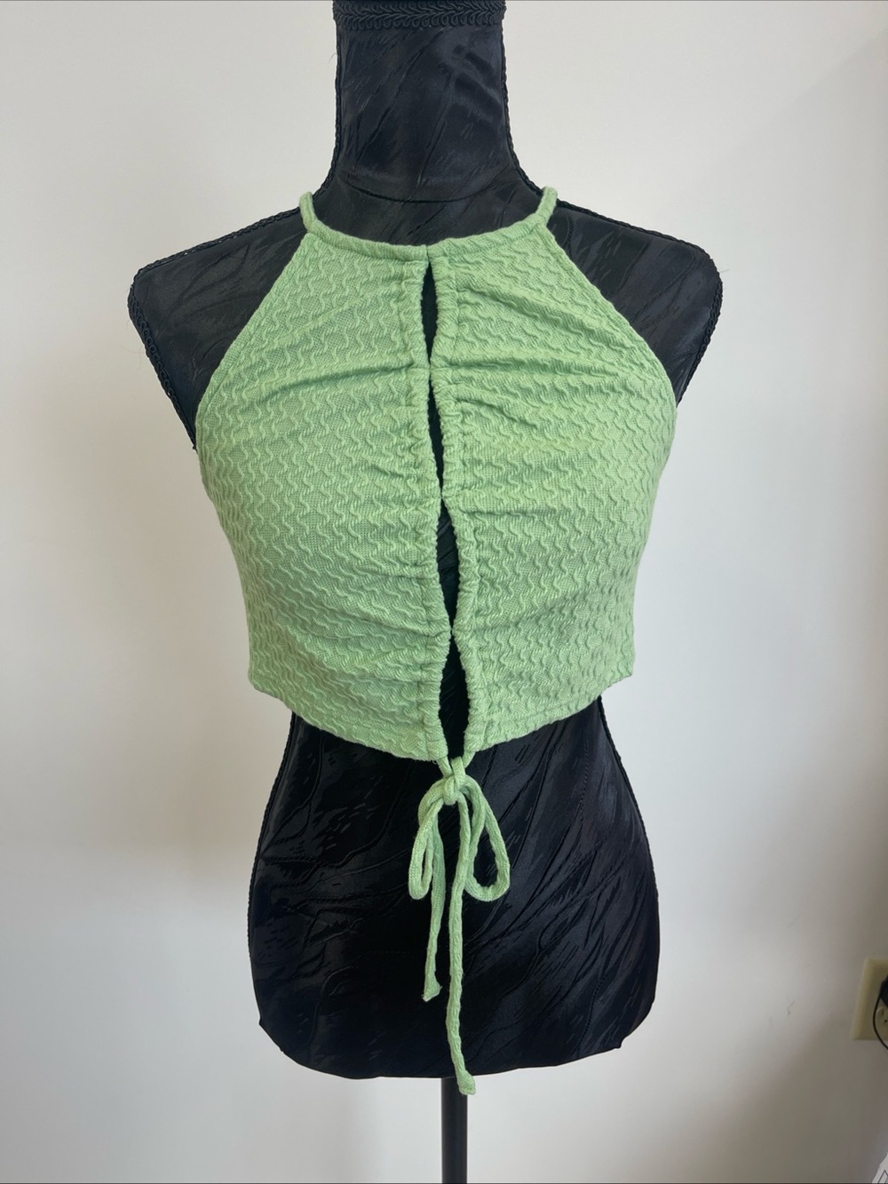 Elodie Mint Green Halter Crop Top with Front Tie